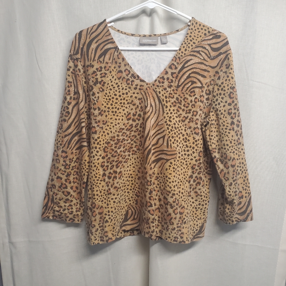 Croft & Barrow Leopard Print V-Neck Blouse